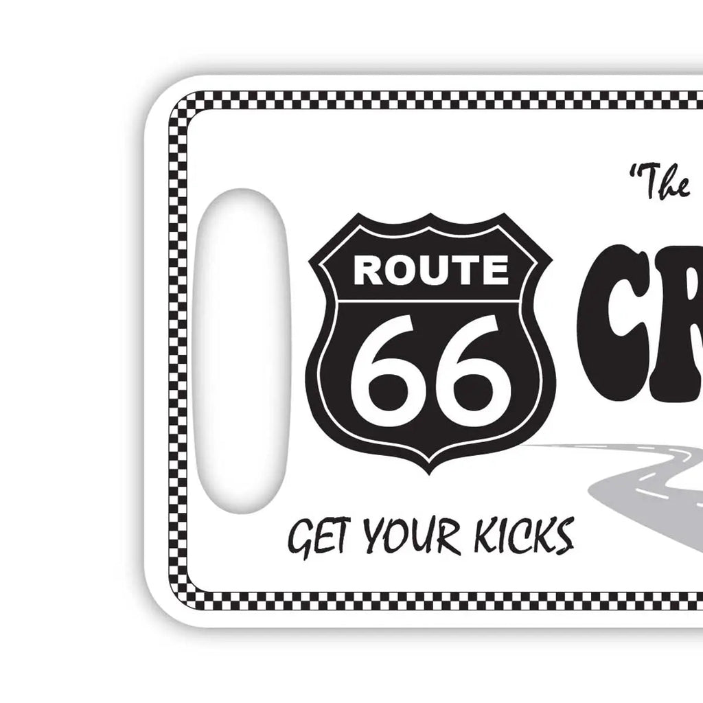 【Etichetta per bagagli】Route 66 - Bianca/A forma di targa americana originale - Elegante - Targhetta identificativa per bagagli smarriti