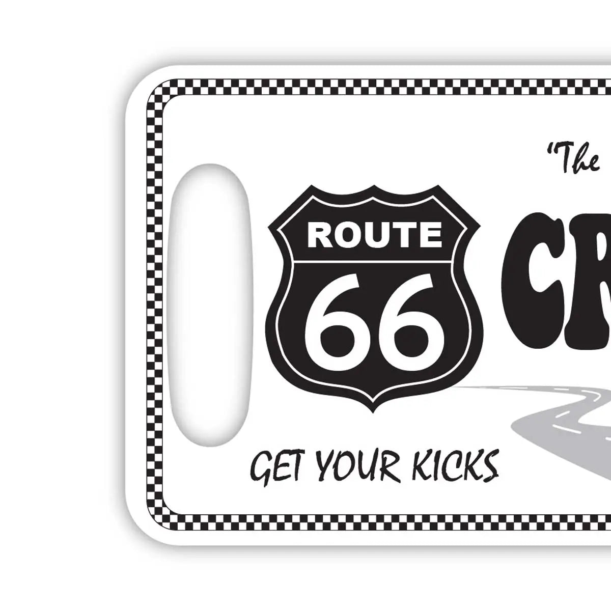 【Etichetta per bagagli】Route 66 - Bianca/A forma di targa americana originale - Elegante - Targhetta identificativa per bagagli smarriti