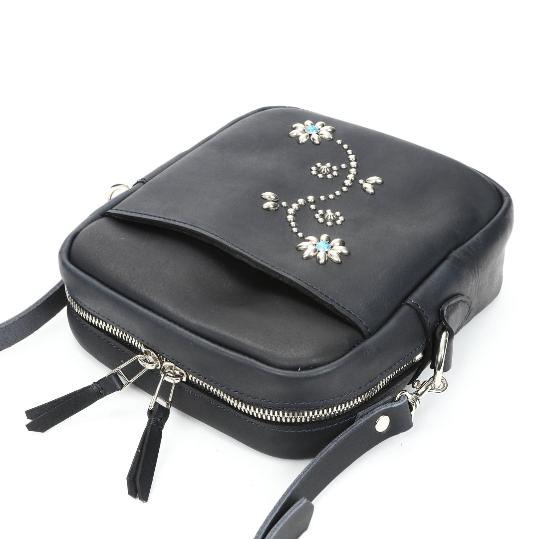 Borsa a tracolla INDIGO LEATHER STADS