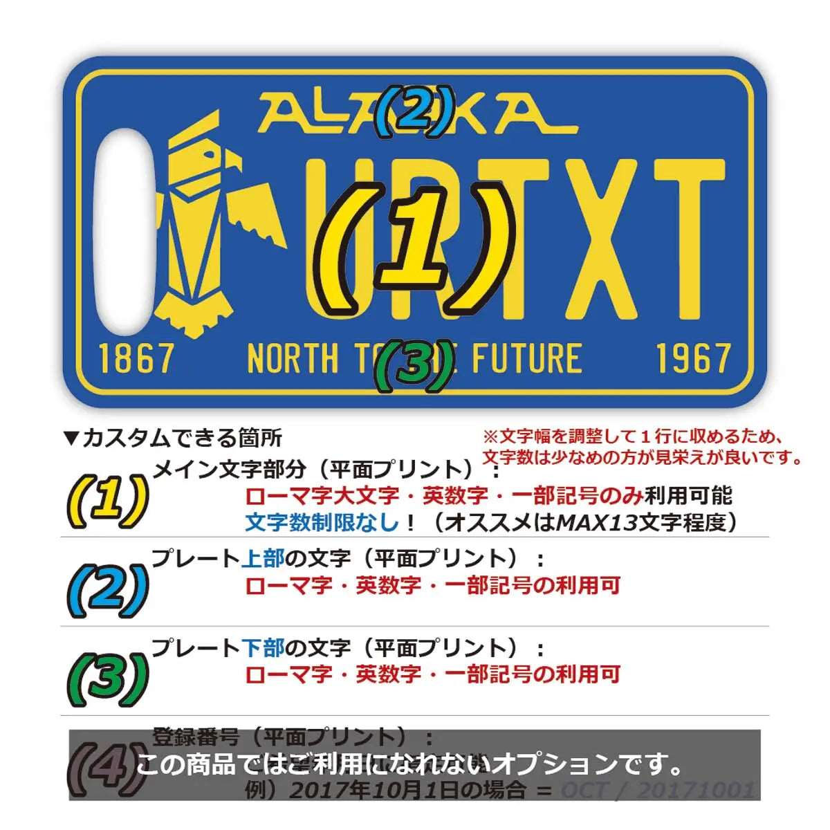 【Targhette per bagagli】Alaska 67/Targhette chic a forma di targa americana originale • Anti-smarrimento