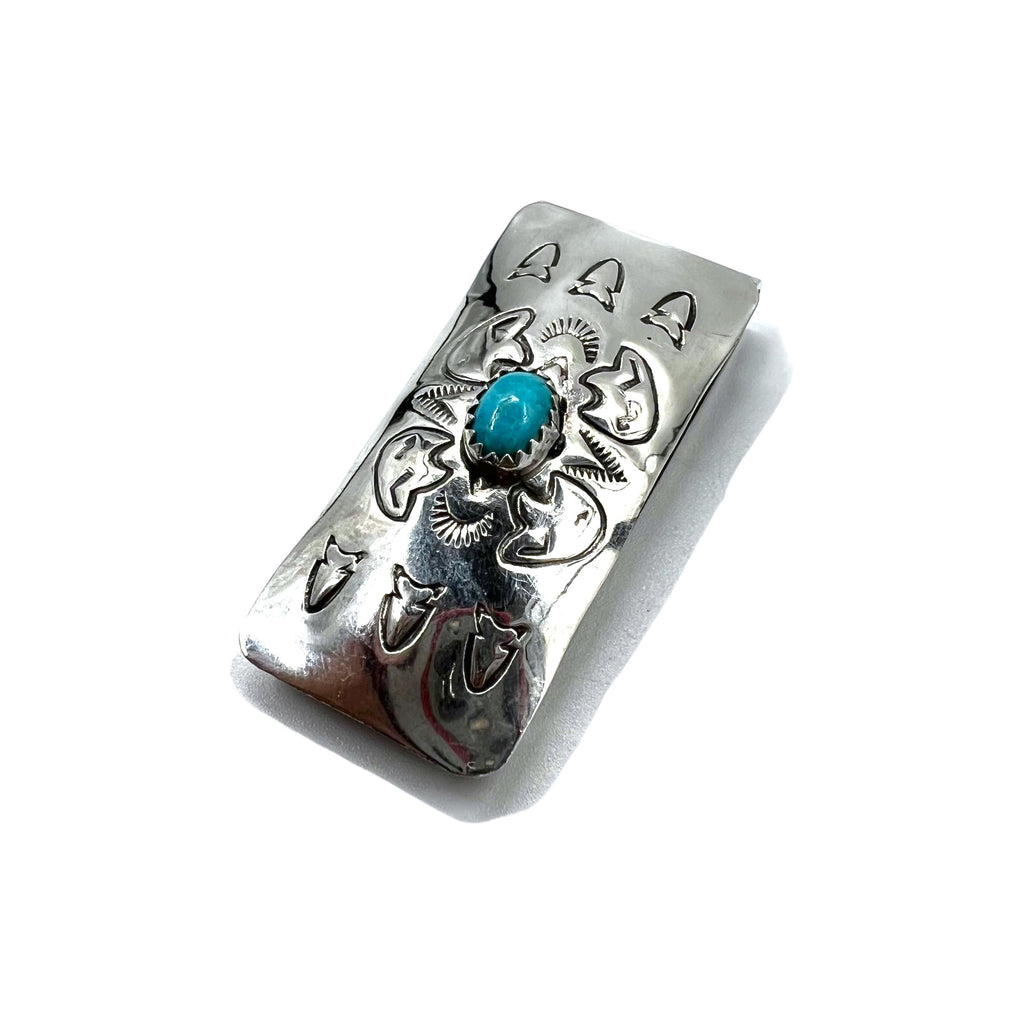 Fermasoldi Navajo Indian Jewelry con turchese e stampwork