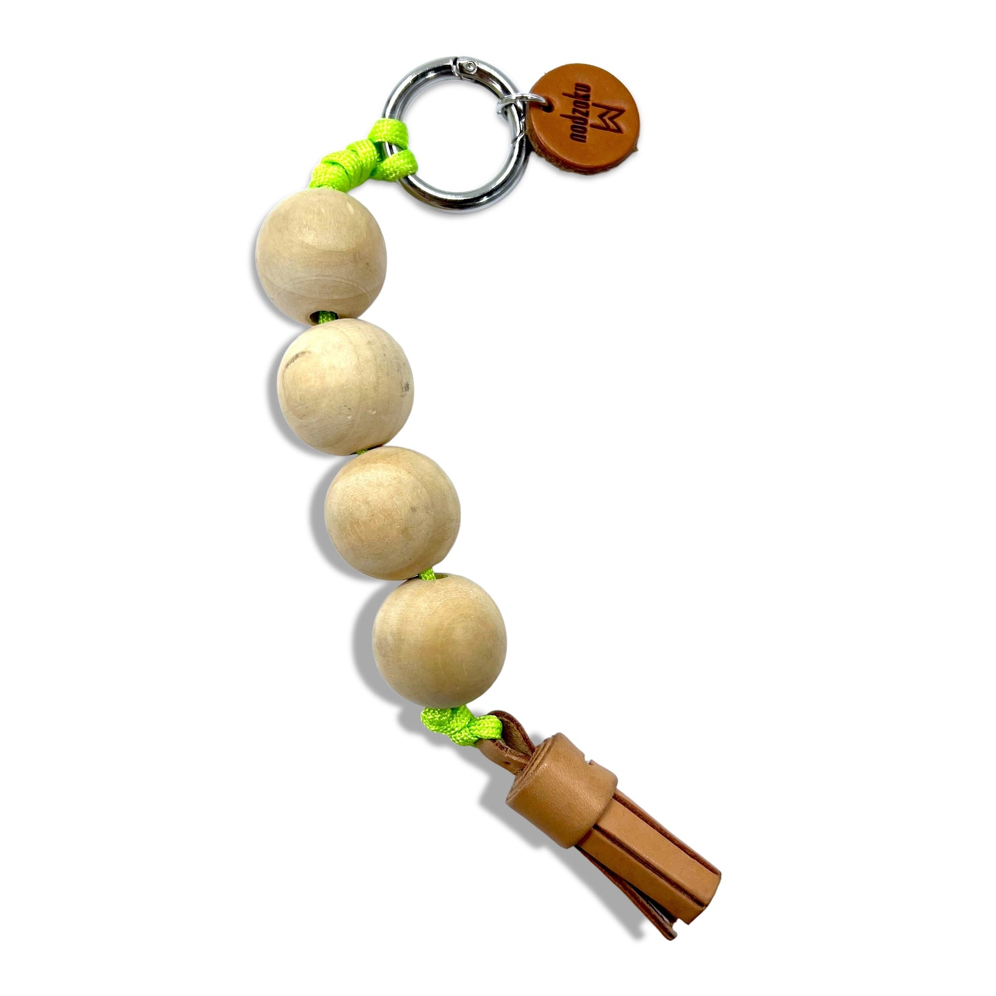 nodzoku Moschettone Portachiavi Portachiavi Palla di Legno Nappe Wiz Beige