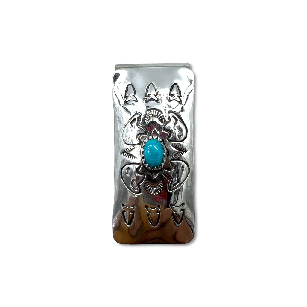 Fermasoldi Navajo Indian Jewelry con turchese e stampwork