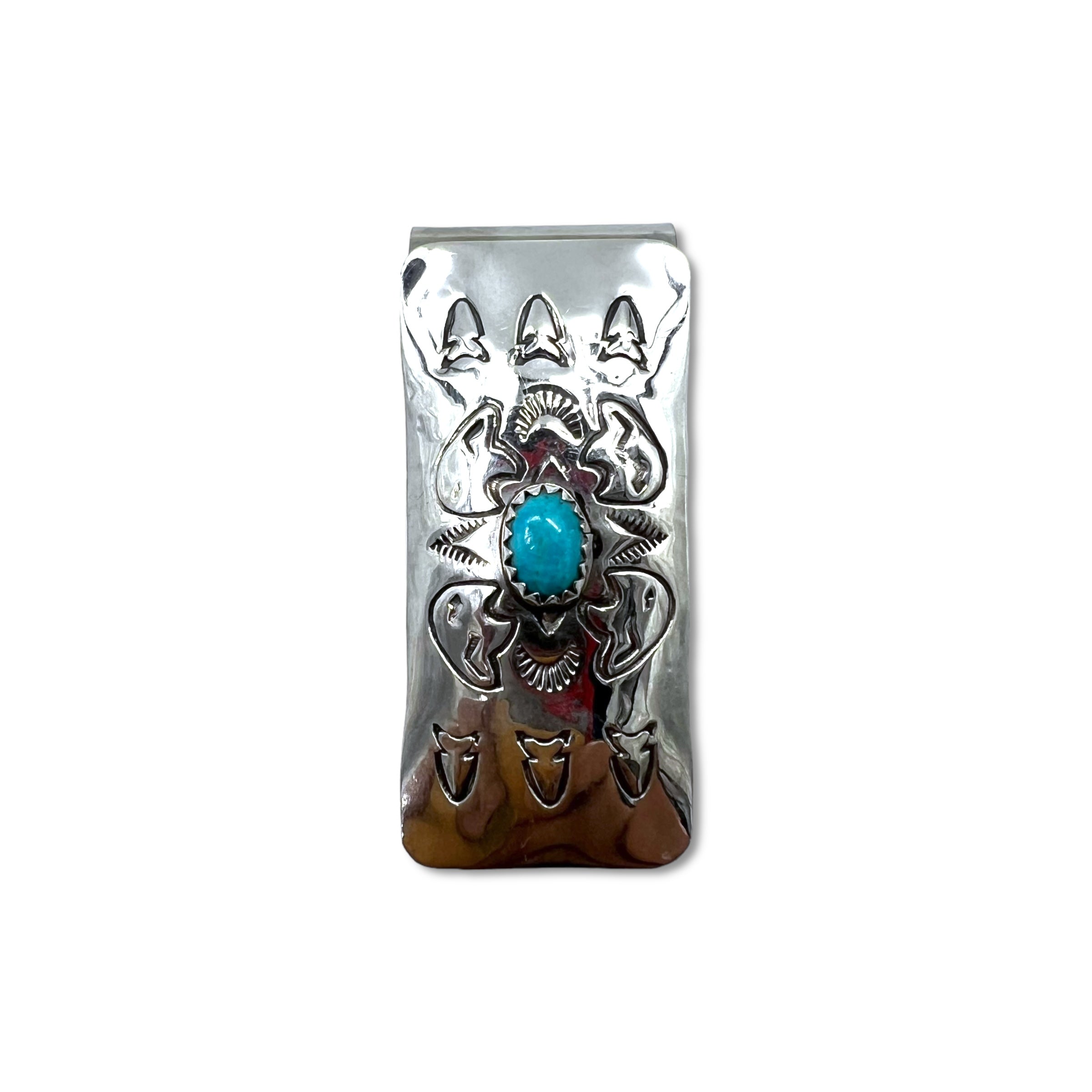 Fermasoldi Navajo Indian Jewelry con turchese e stampwork