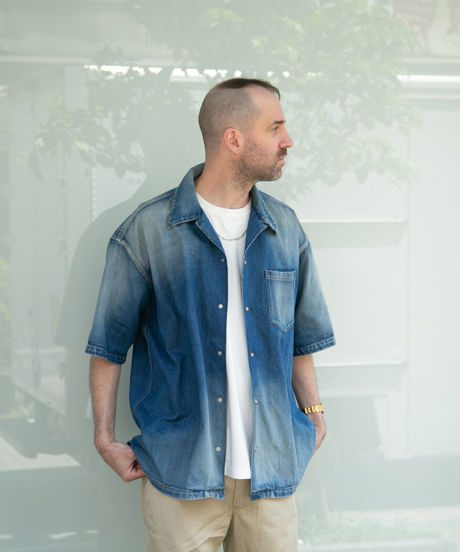 Camicia a maniche corte in denim 10oz (oversize)