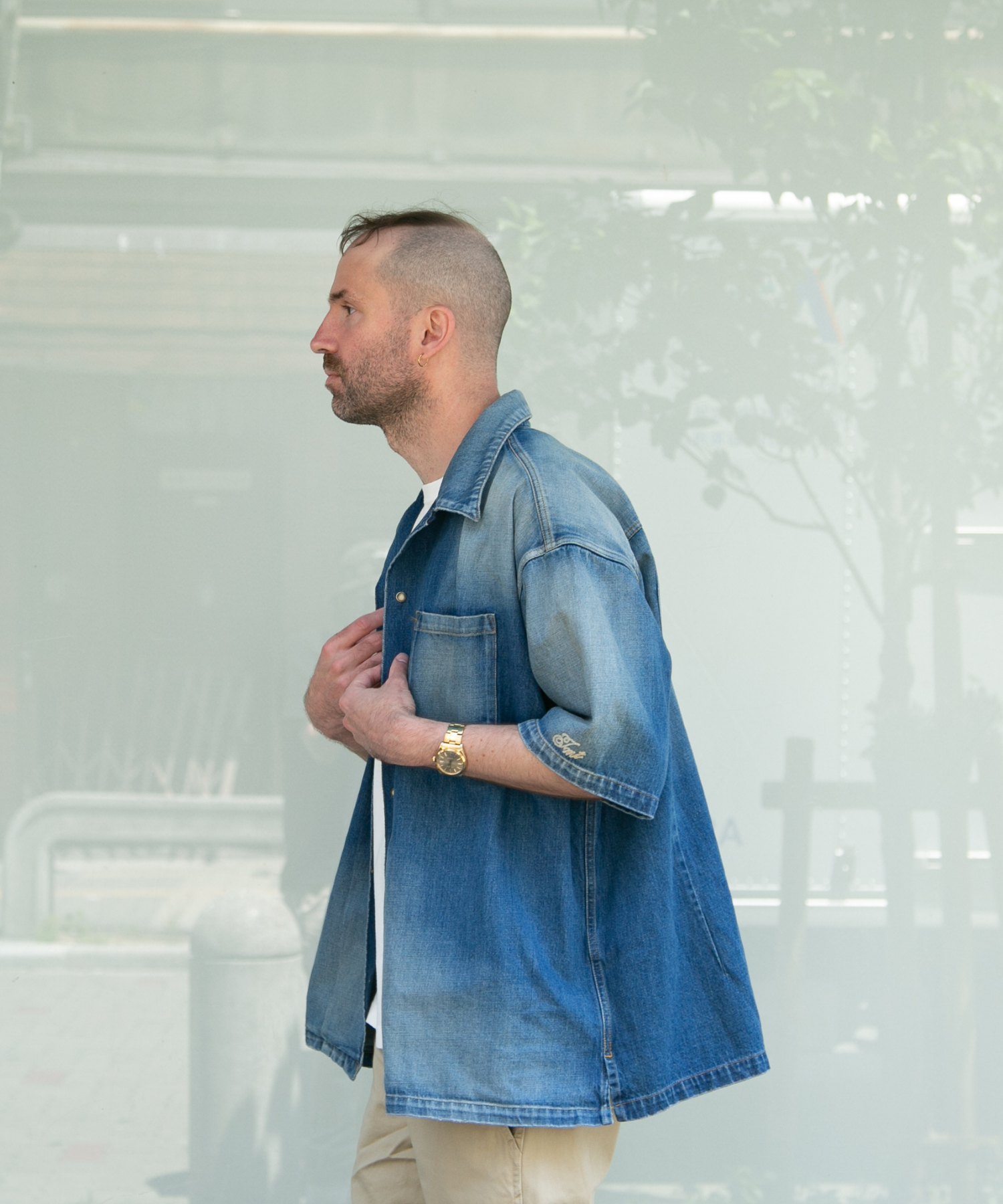 Camicia a maniche corte in denim 10oz (oversize)