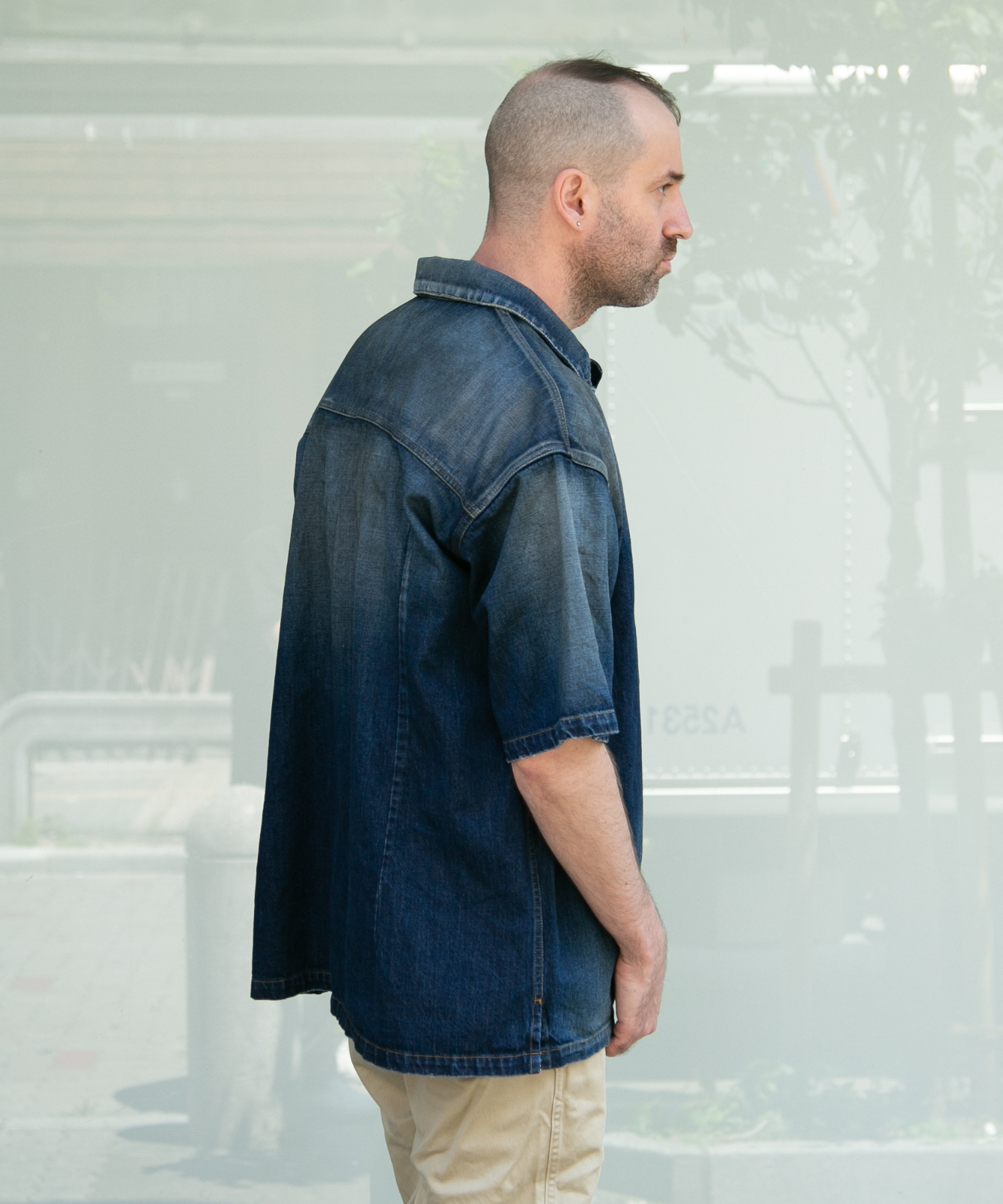 Camicia a maniche corte in denim 10oz (oversize)