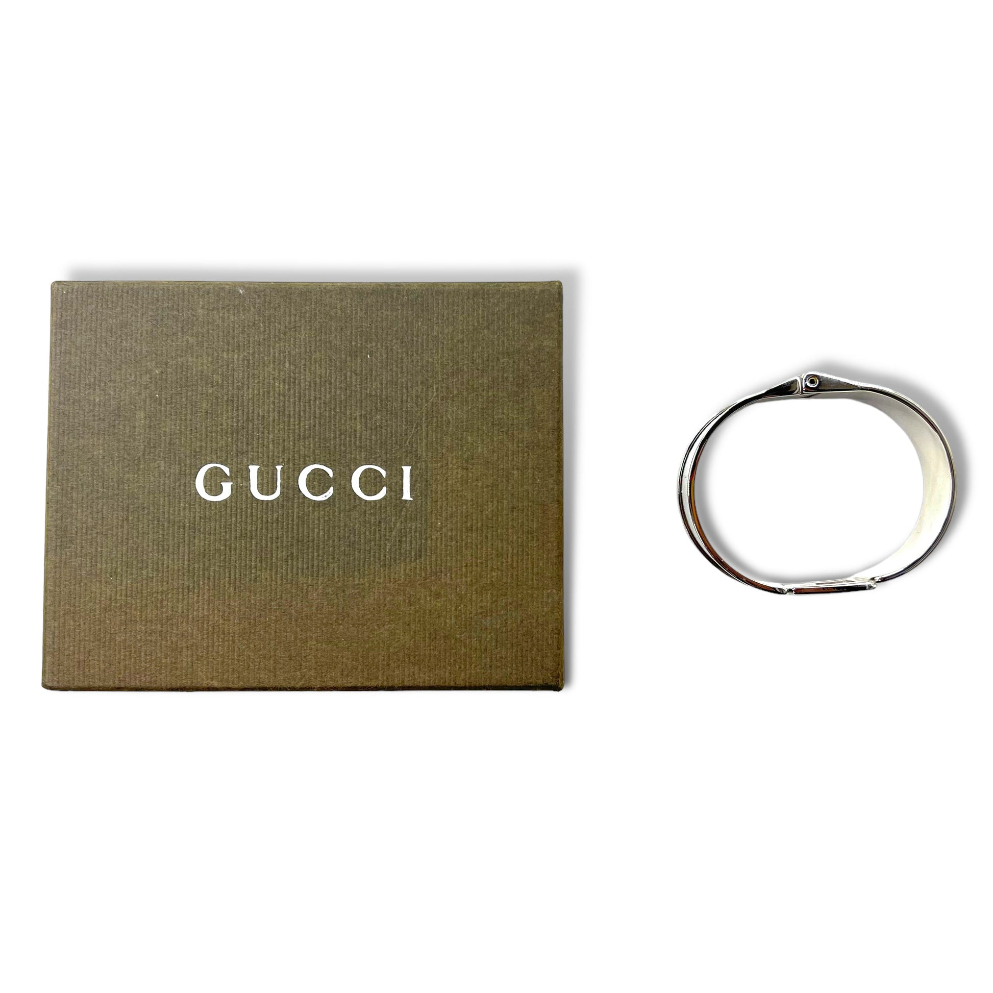 GUCCI G Icon logo motivo bracciale bangle argento Made in Italy