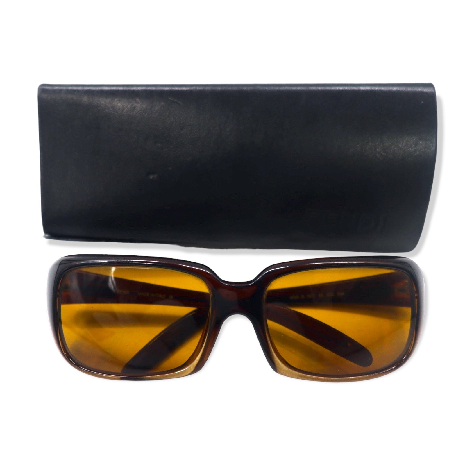 FENDI Occhiali da sole rettangolari marroni con logo FF, made in Italy, SL7672