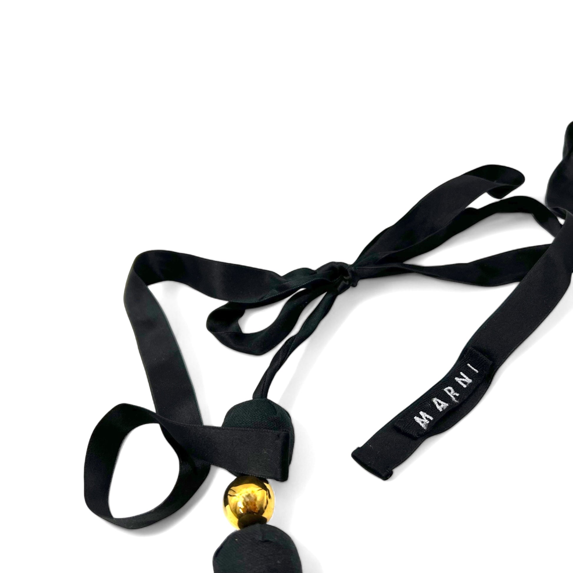 MARNI Collana Girocollo a Fiocco con Fiori Nera e Oro