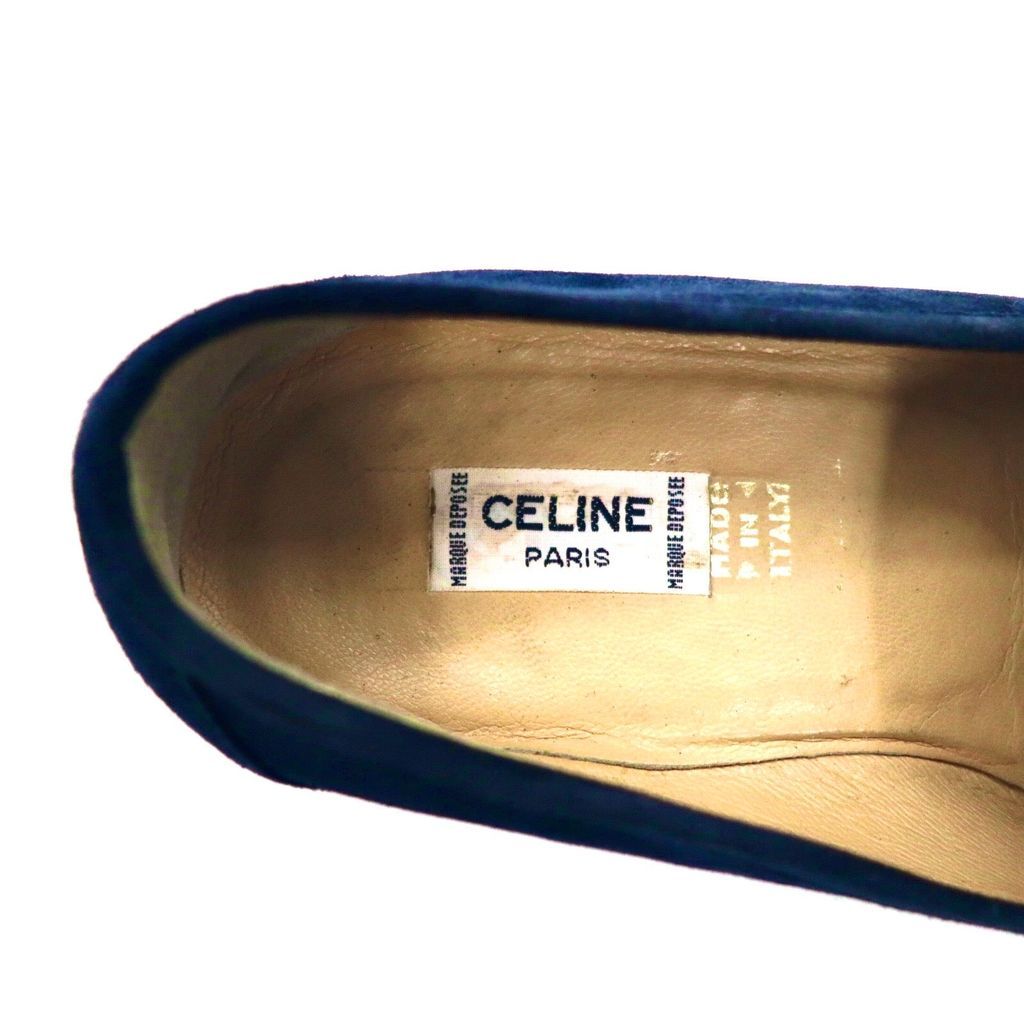 CELINE スエード ビットローファー 24cm ネイビー イタリア製