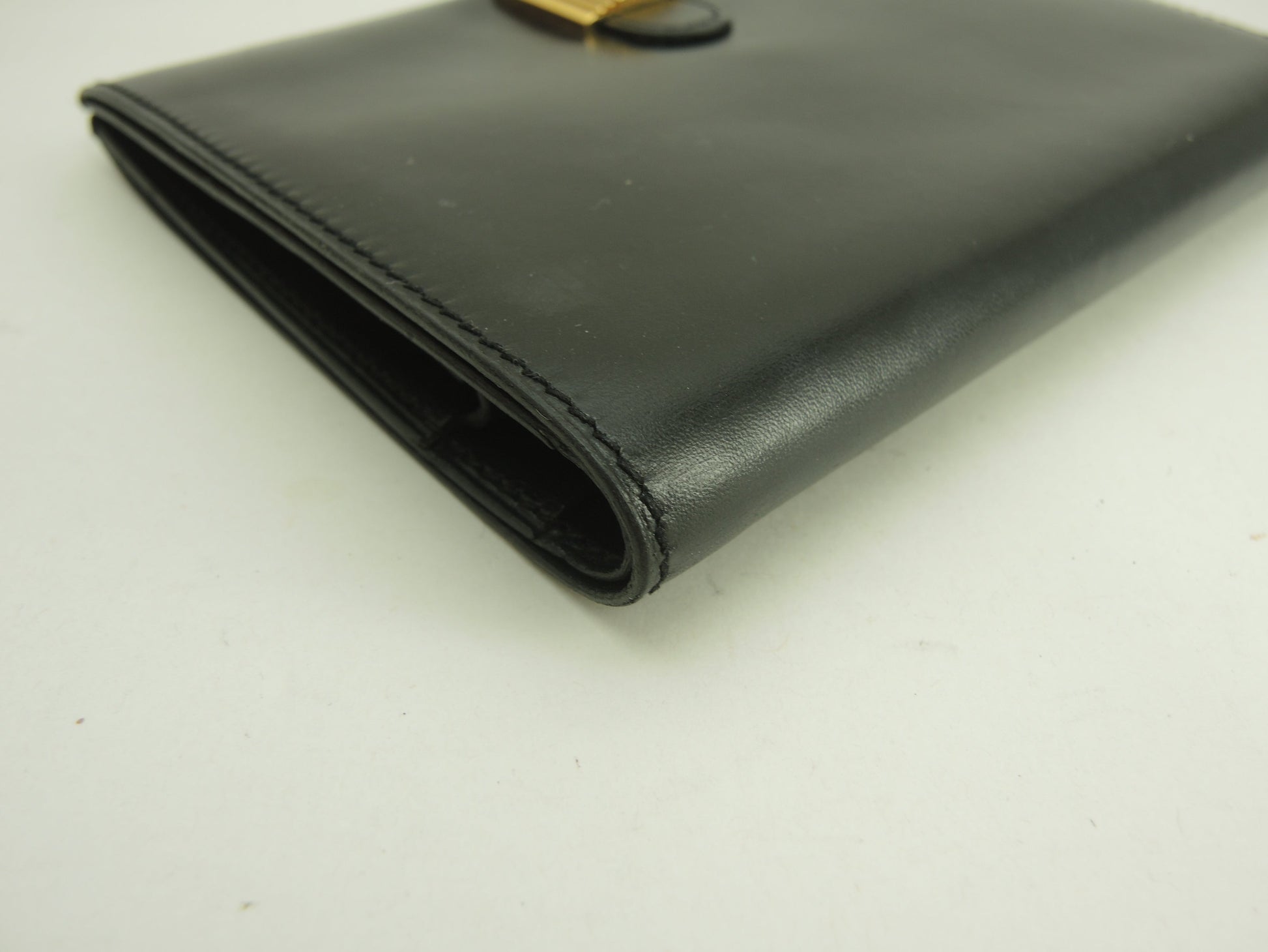 エルメス 2折財布 Boxカーフ黒 ゴールドカデナ金具 コンパクトウォレット@〇Y