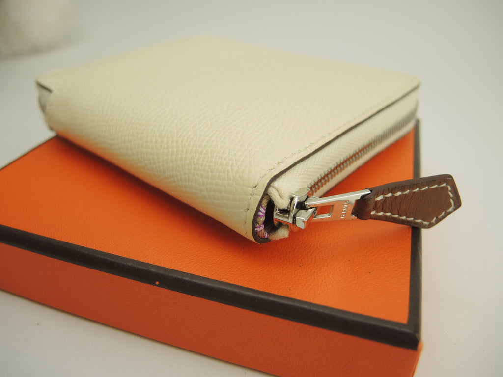 Hermès Azap Compact Silkin Epsom/Craie Portafoglio compatto nuovo di fabbrica @Z 2