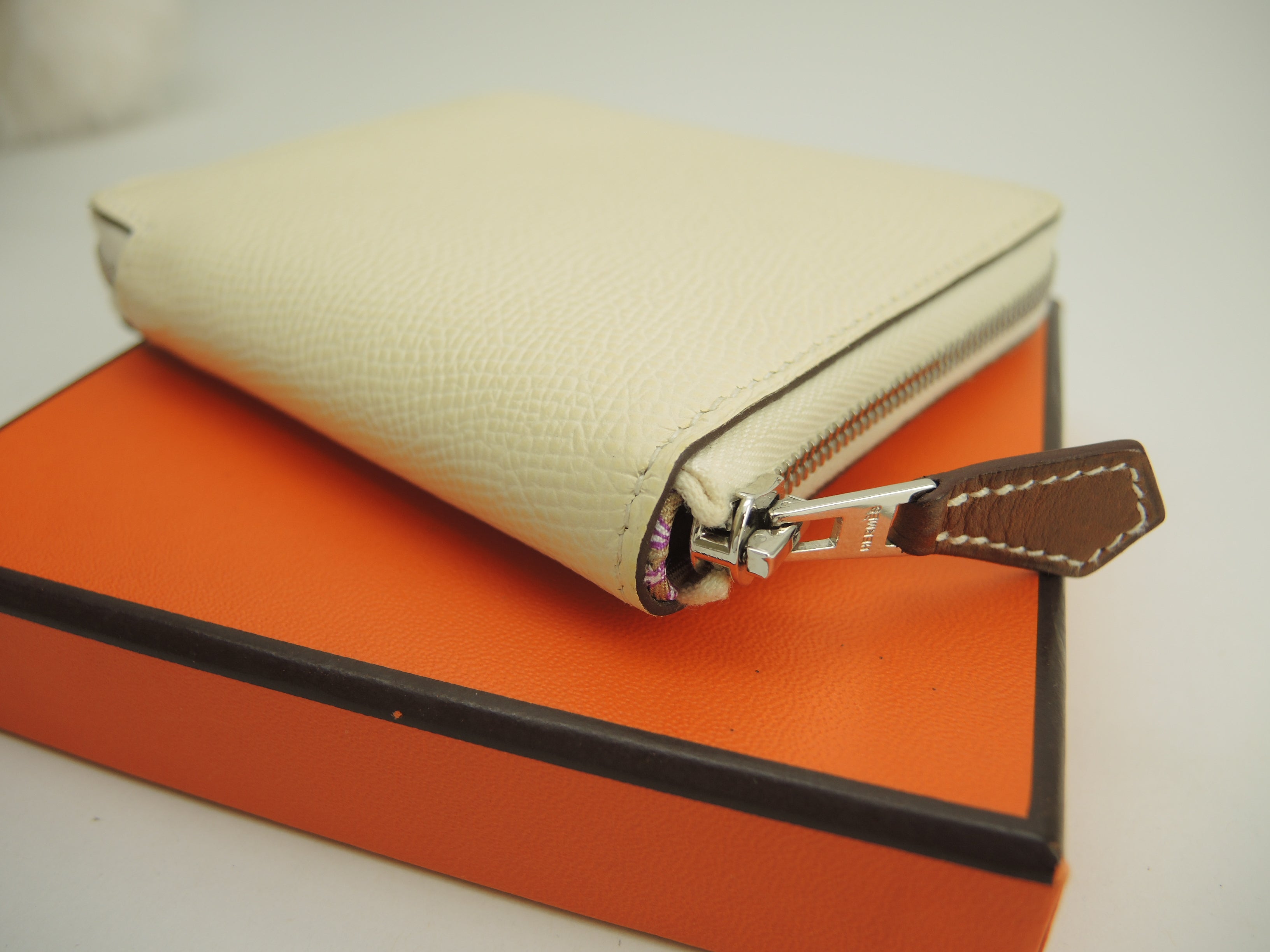 Hermès Azap Compact Silkin Epsom/Craie Portafoglio compatto nuovo di fabbrica @Z 2