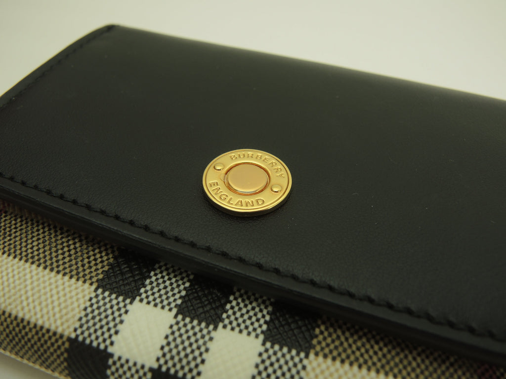 Burberry Portafoglio Compatto a Quadri in PVC/Pelle Portafoglio a 3 ante Piccolo Portafoglio Inutilizzato@MDICSSTU75CHI