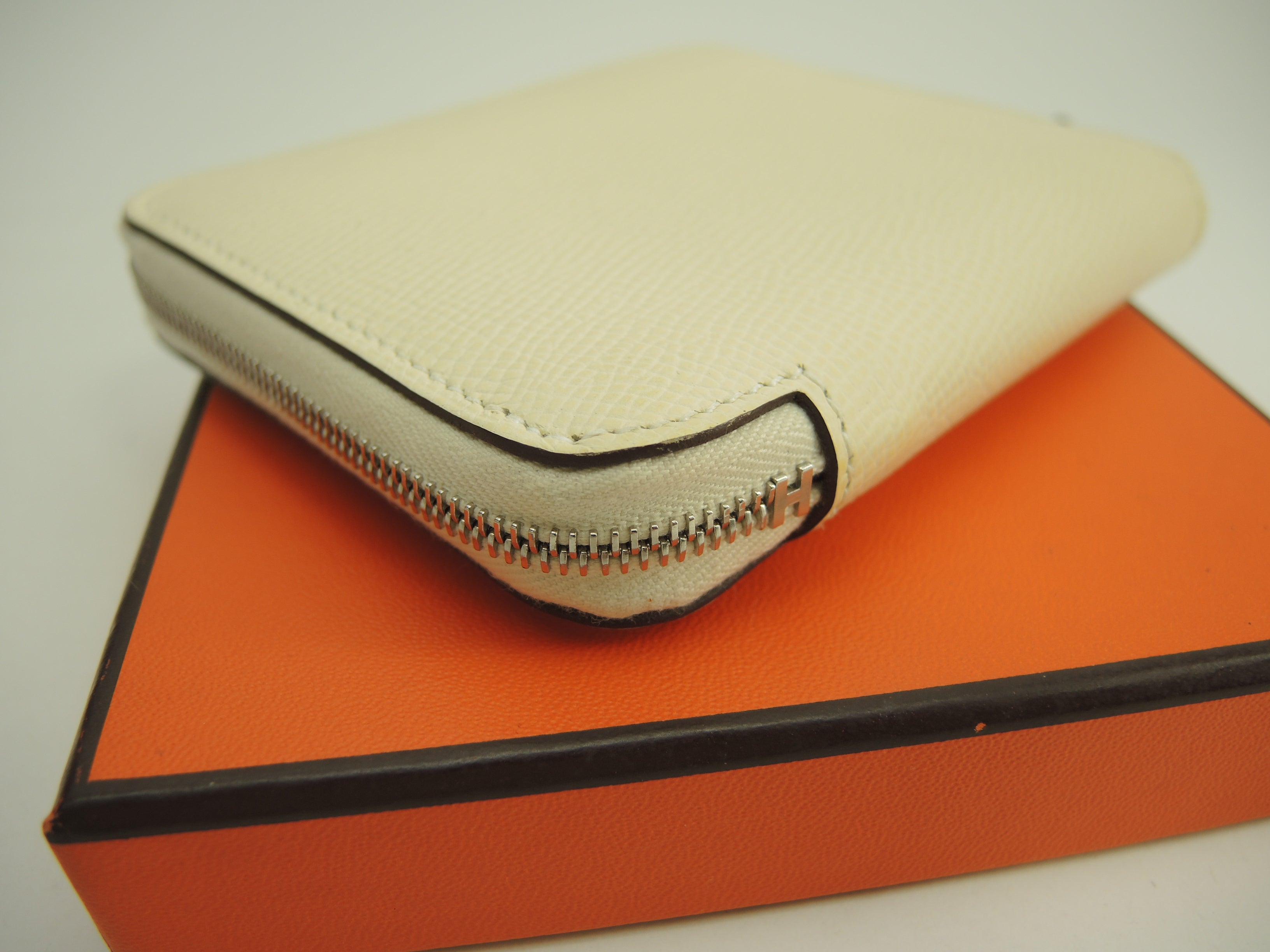 Hermès Azap Compact Silkin Epsom/Craie Portafoglio compatto nuovo di fabbrica @Z 2
