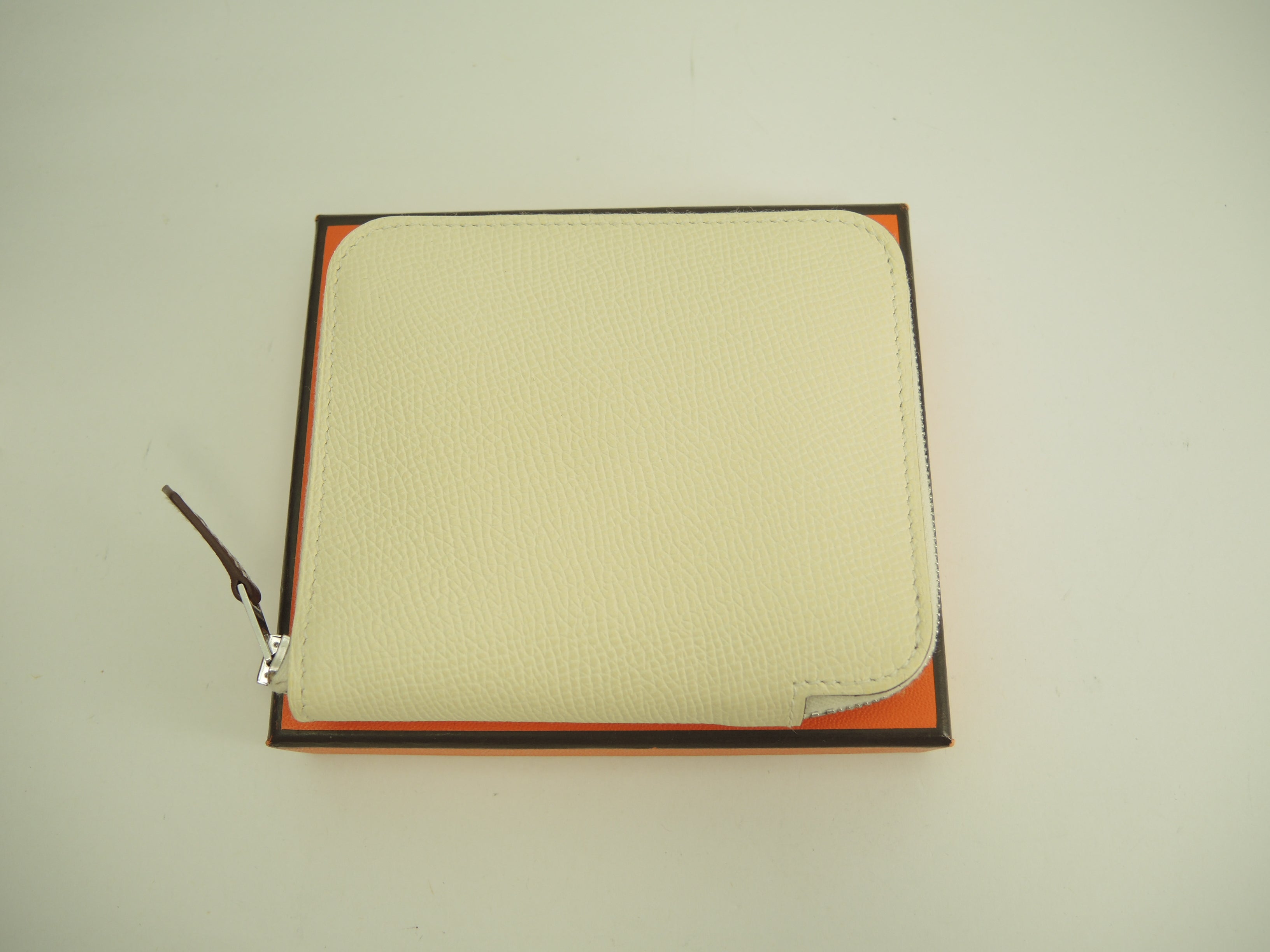 Hermès Azap Compact Silkin Epsom/Craie Portafoglio compatto nuovo di fabbrica @Z 2
