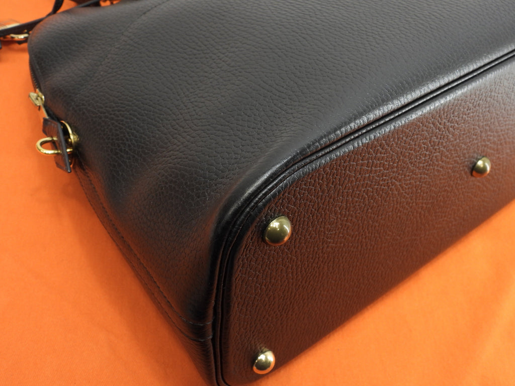 Hermès Bolide 37 in pelle Ardennes nera, hardware dorato, borsa a mano con tracolla @〇X