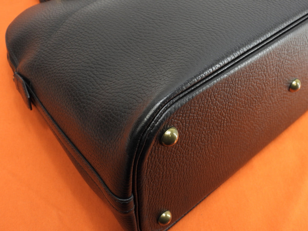 Hermès Bolide 37 in pelle Ardennes nera, hardware dorato, borsa a mano con tracolla @〇X