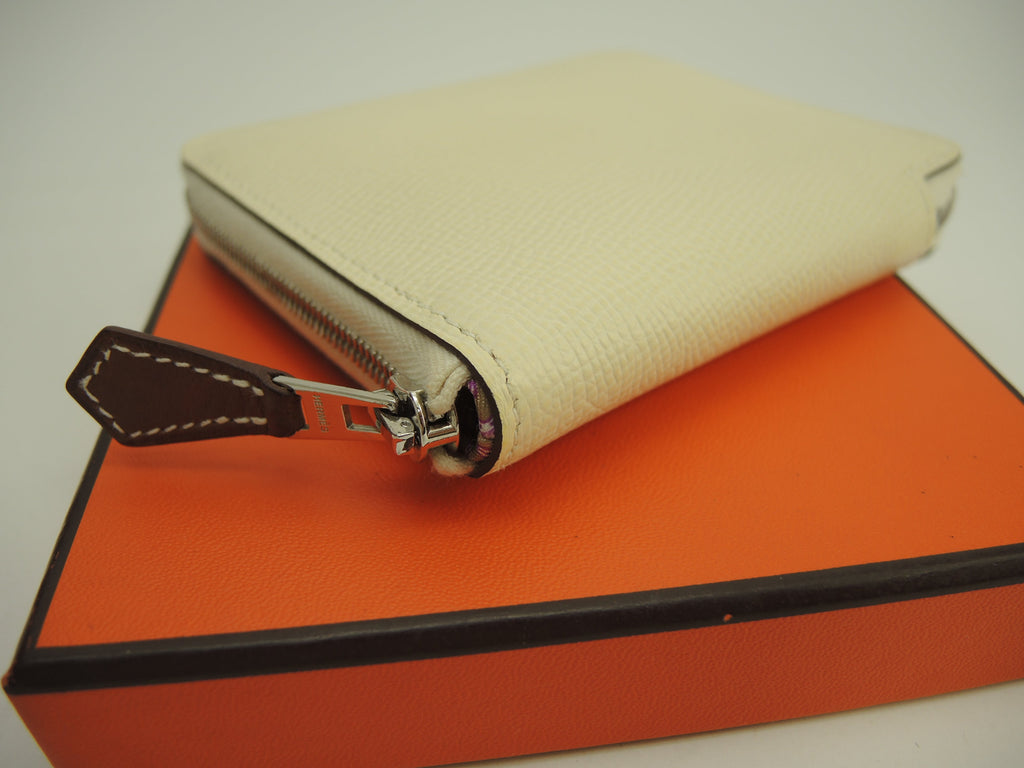 Hermès Azap Compact Silkin Epsom/Craie Portafoglio compatto nuovo di fabbrica @Z 2