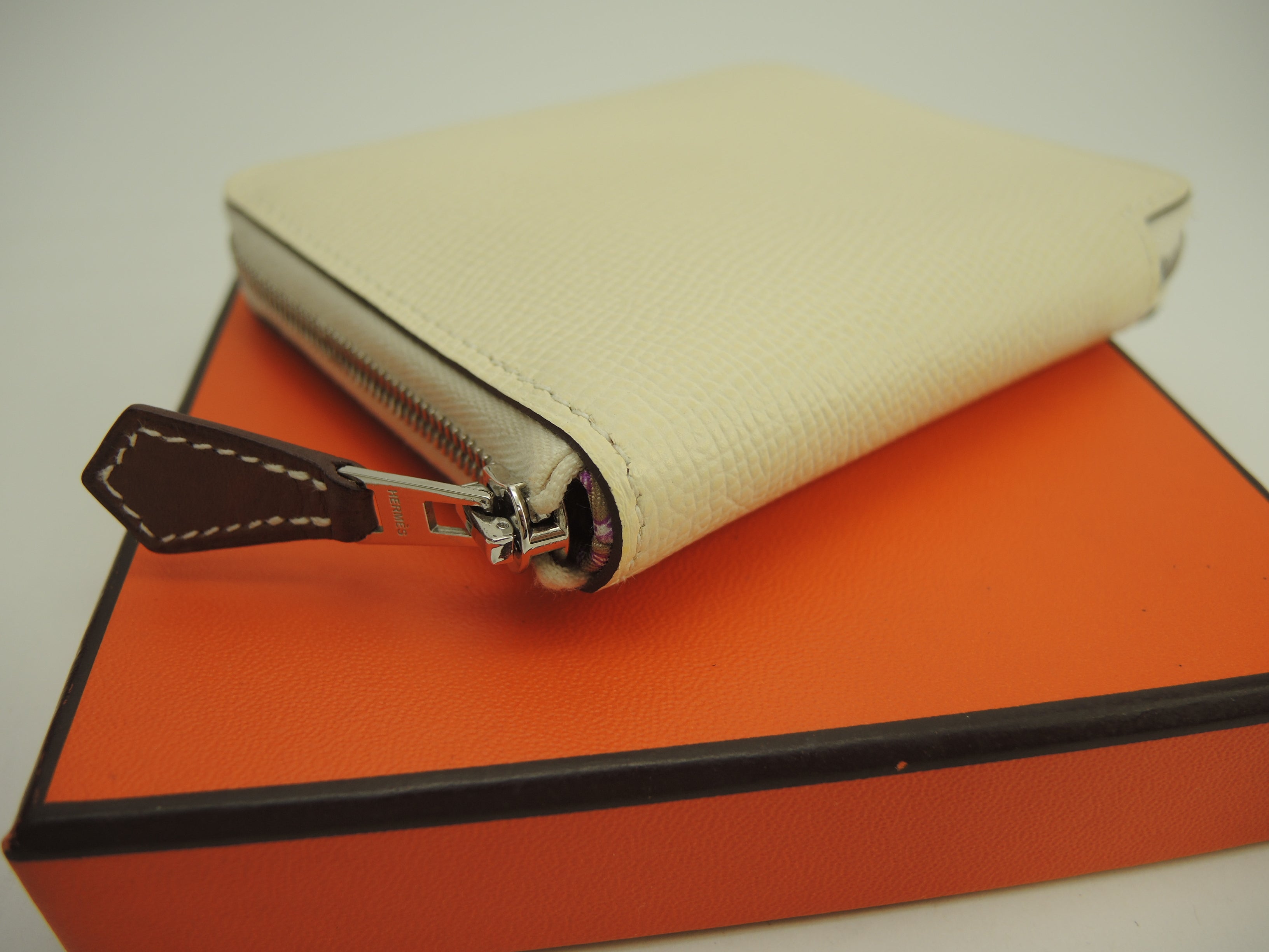Hermès Azap Compact Silkin Epsom/Craie Portafoglio compatto nuovo di fabbrica @Z 2