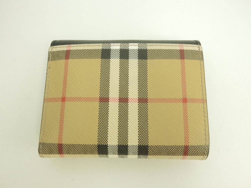 Burberry Portafoglio Compatto a Quadri in PVC/Pelle Portafoglio a 3 ante Piccolo Portafoglio Inutilizzato@MDICSSTU75CHI