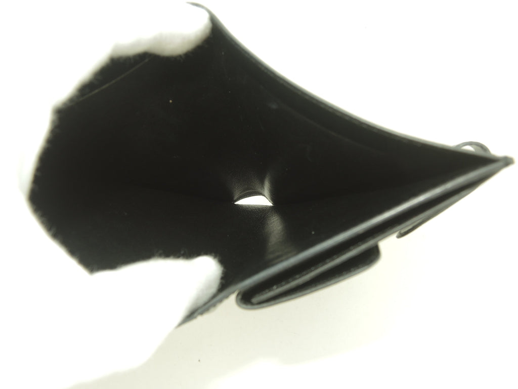 Hermès Portafoglio pieghevole in pelle di vitello Box nera con lucchetto dorato, portafoglio compatto @〇Y