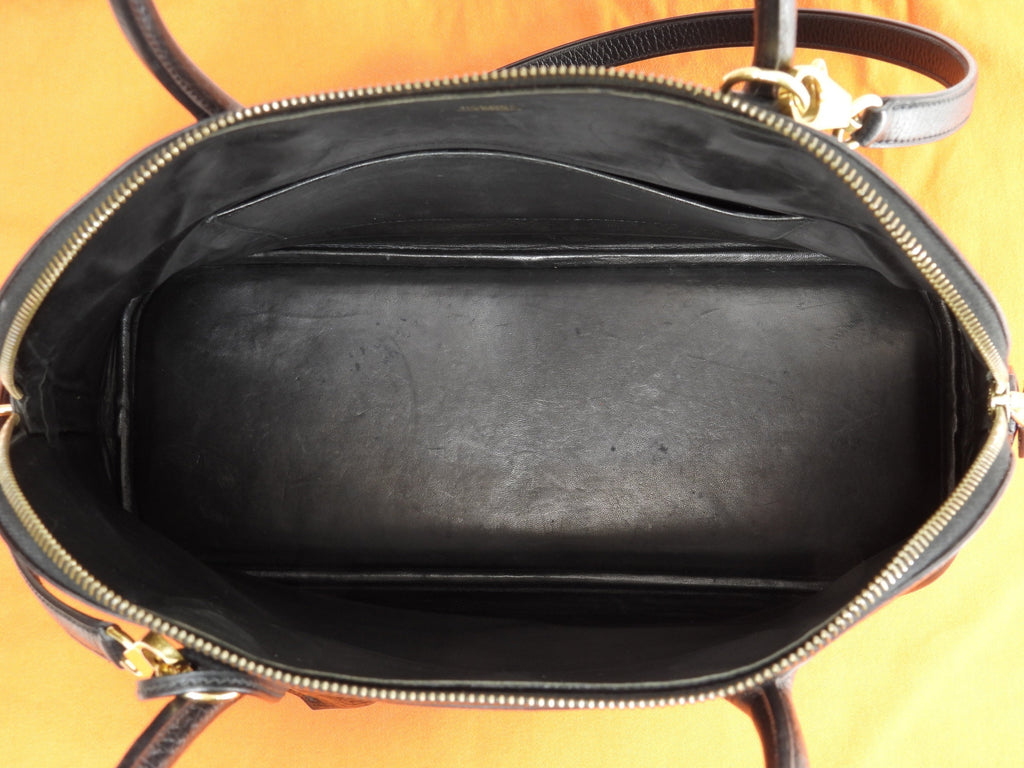 Hermès Bolide 37 in pelle Ardennes nera, hardware dorato, borsa a mano con tracolla @〇X