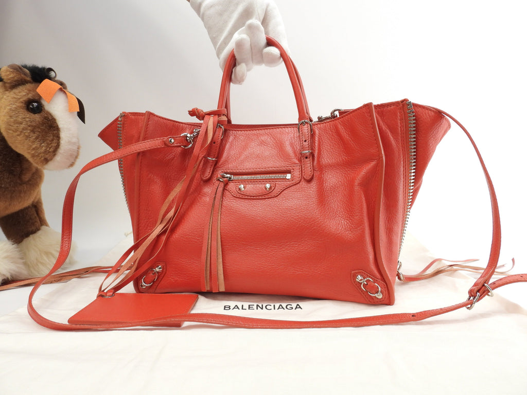 Balenciaga Paper Mini A6 Zip in pelle rossa Borsa a tracolla Borsa a mano Mini tote@ 11