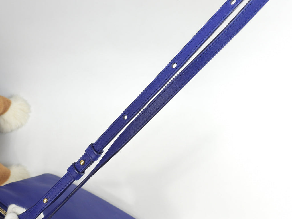 Celine Trio Large in pelle liscia blu con hardware dorato Borsa a tracolla @W-LA-0174