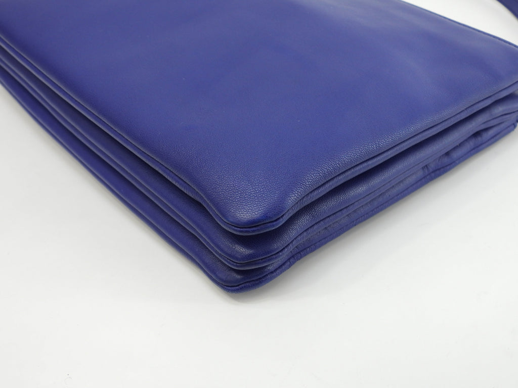 Celine Trio Large in pelle liscia blu con hardware dorato Borsa a tracolla @W-LA-0174