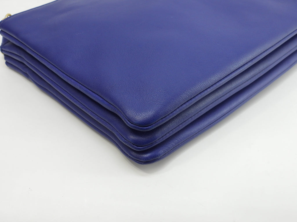 Celine Trio Large in pelle liscia blu con hardware dorato Borsa a tracolla @W-LA-0174