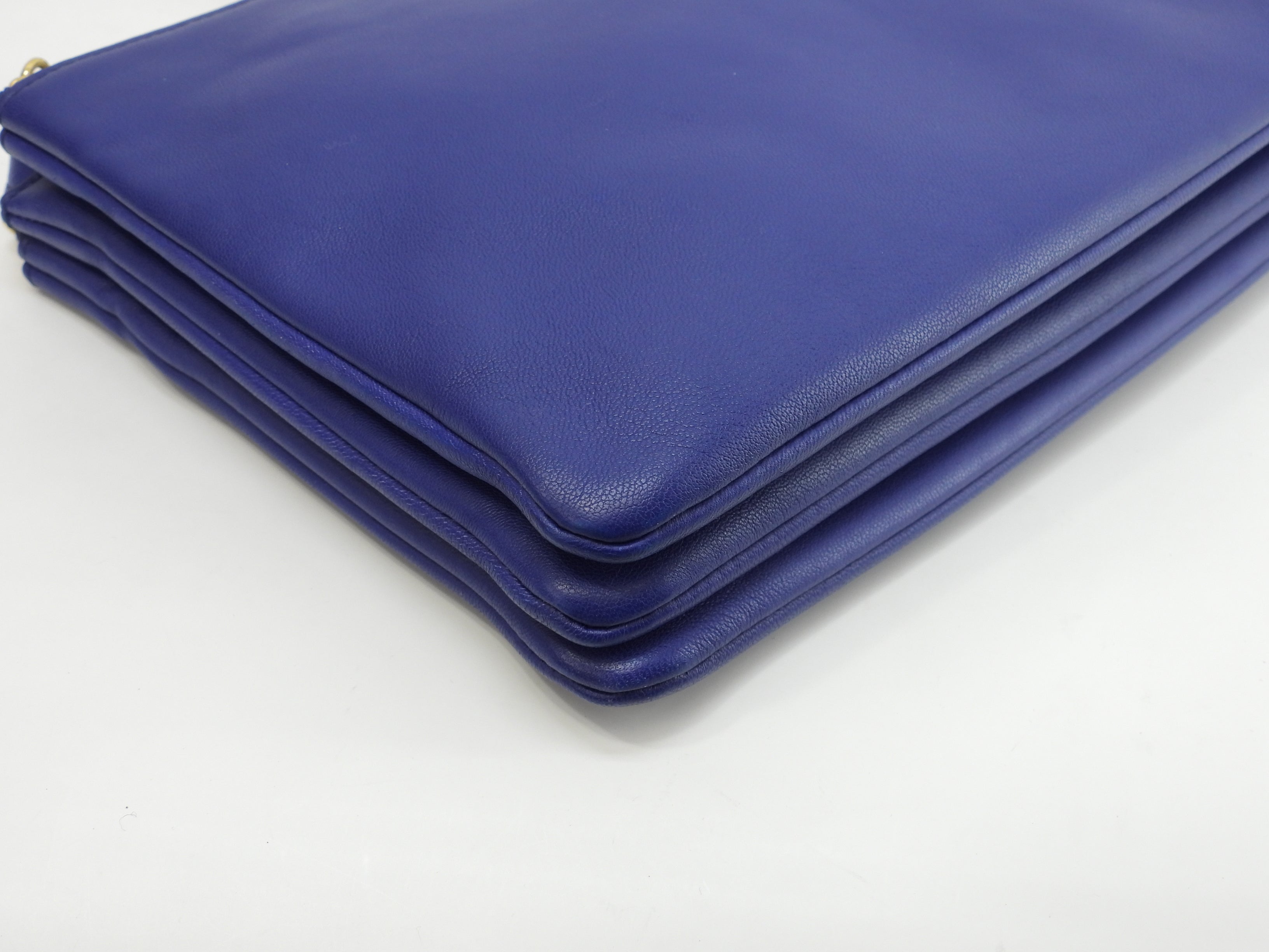 Celine Trio Large in pelle liscia blu con hardware dorato Borsa a tracolla @W-LA-0174