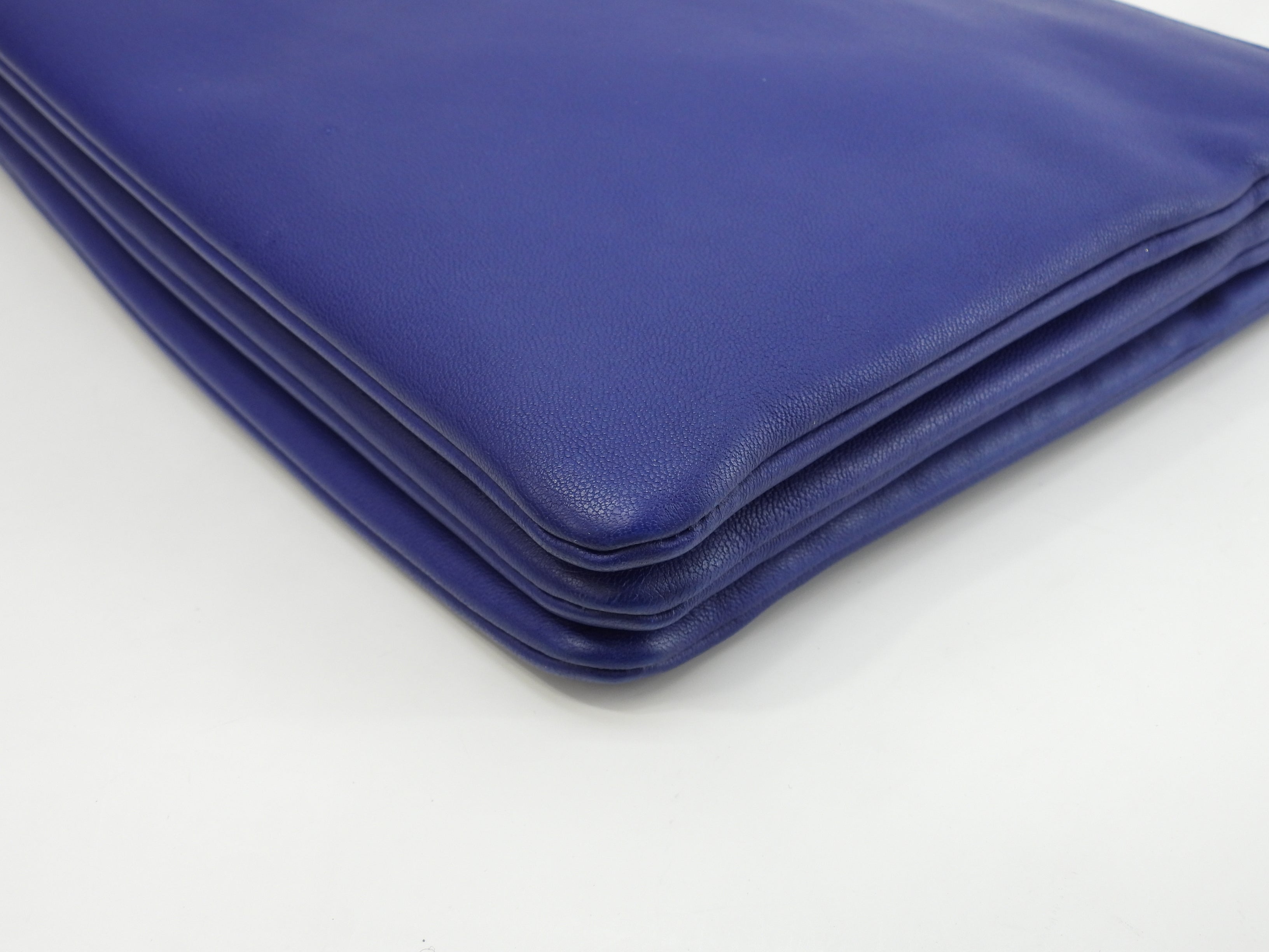 Celine Trio Large in pelle liscia blu con hardware dorato Borsa a tracolla @W-LA-0174
