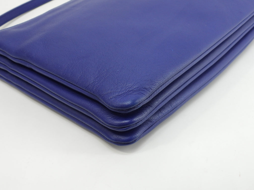 Celine Trio Large in pelle liscia blu con hardware dorato Borsa a tracolla @W-LA-0174
