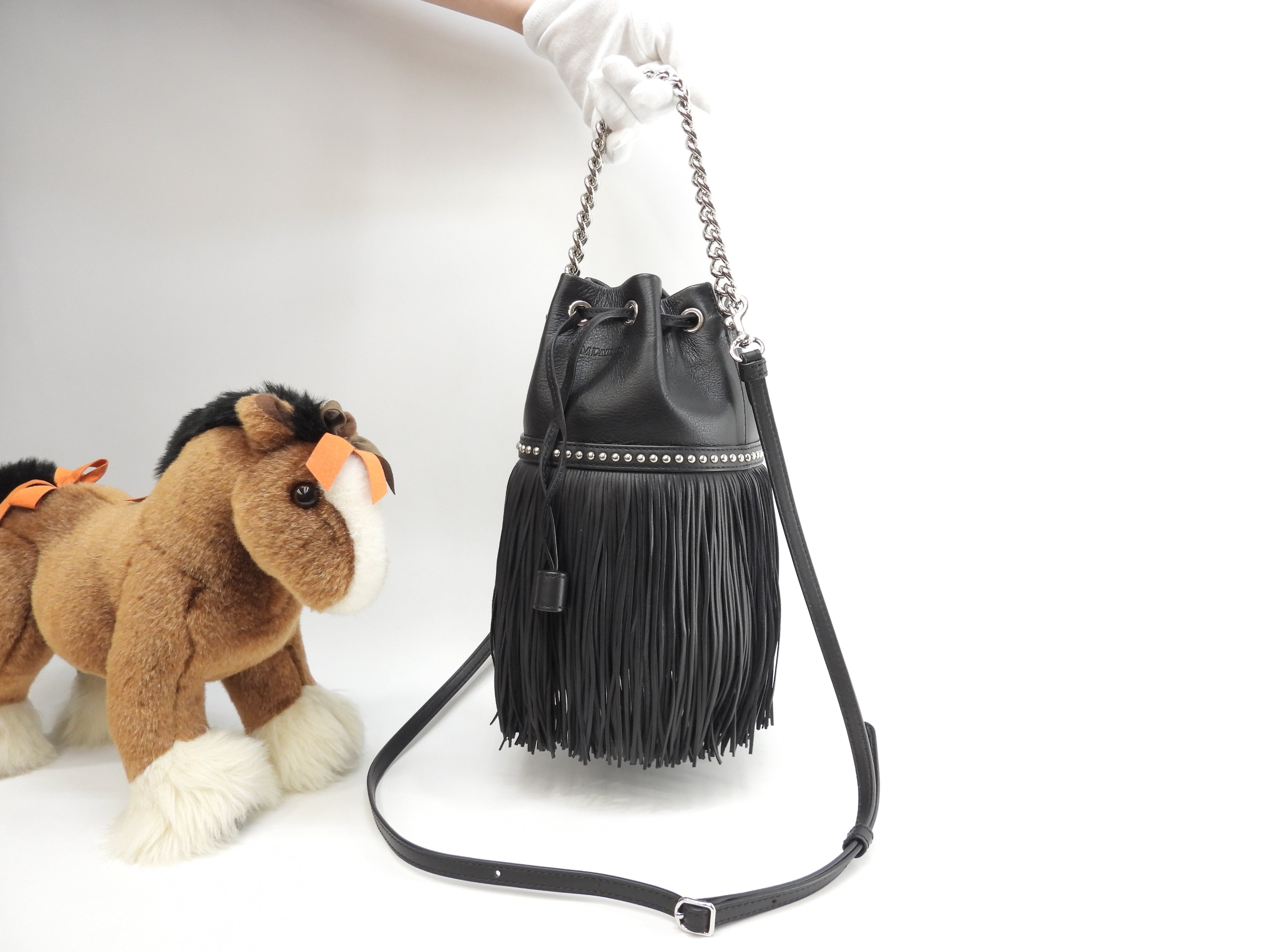 J&Mdavidson Carnival Mini Frange in pelle nera, pochette e borsetta, ottime condizioni @ 5
