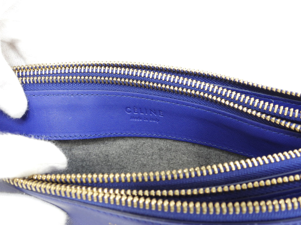 Celine Trio Large in pelle liscia blu con hardware dorato Borsa a tracolla @W-LA-0174