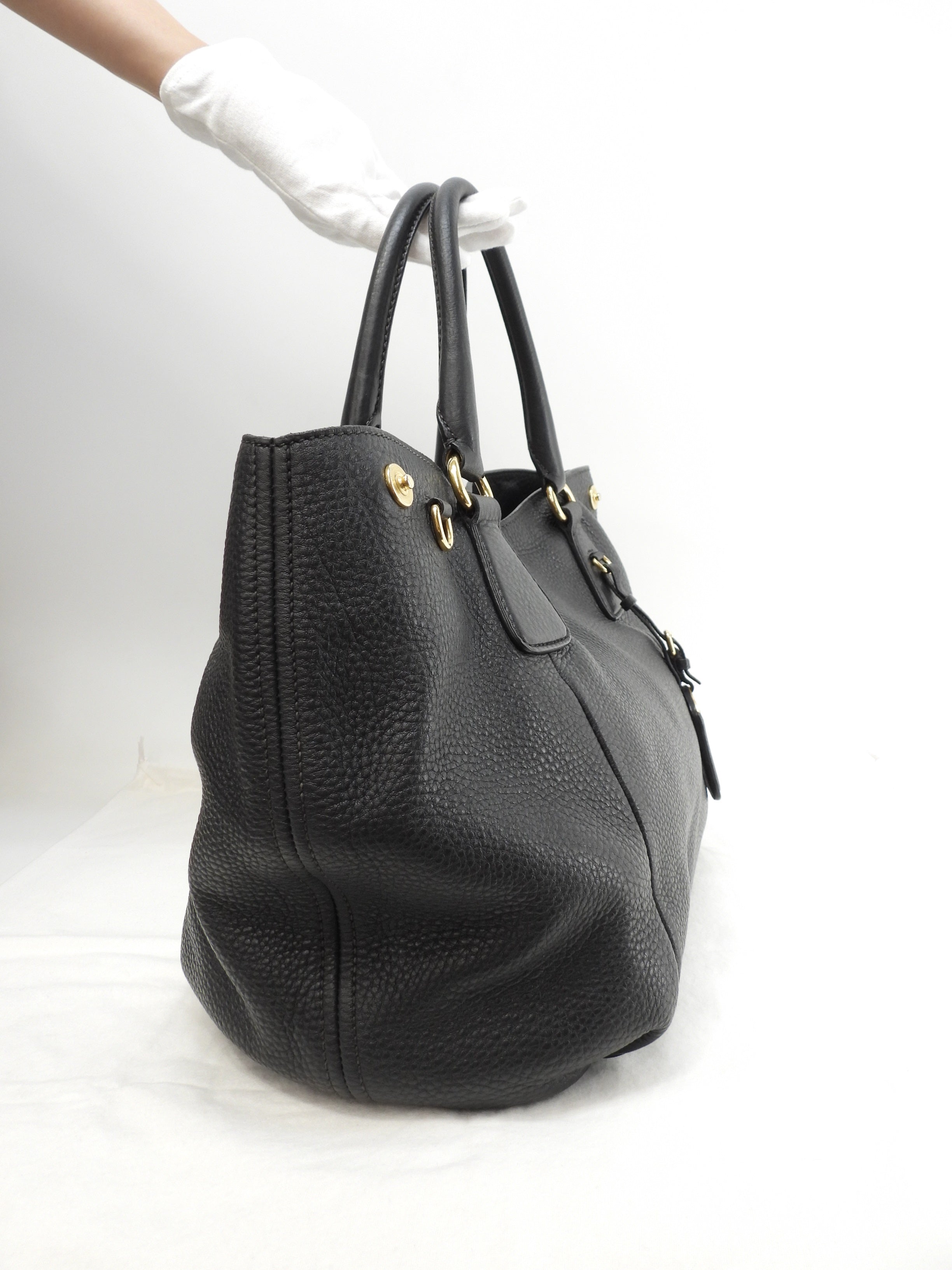 プラダ ハンドバッグ トリヨンレザー 黒 トートバッグ 美品@100