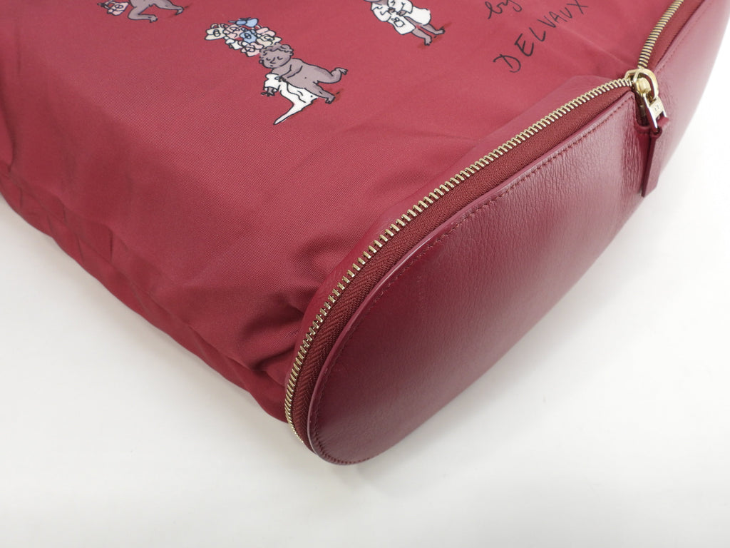 Delvaux Eco-bag Canguro Bordeaux Borsa a mano pieghevole Tote Bag@E03C