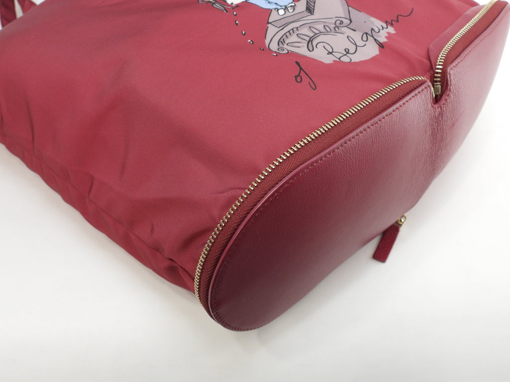 Delvaux Eco-bag Canguro Bordeaux Borsa a mano pieghevole Tote Bag@E03C