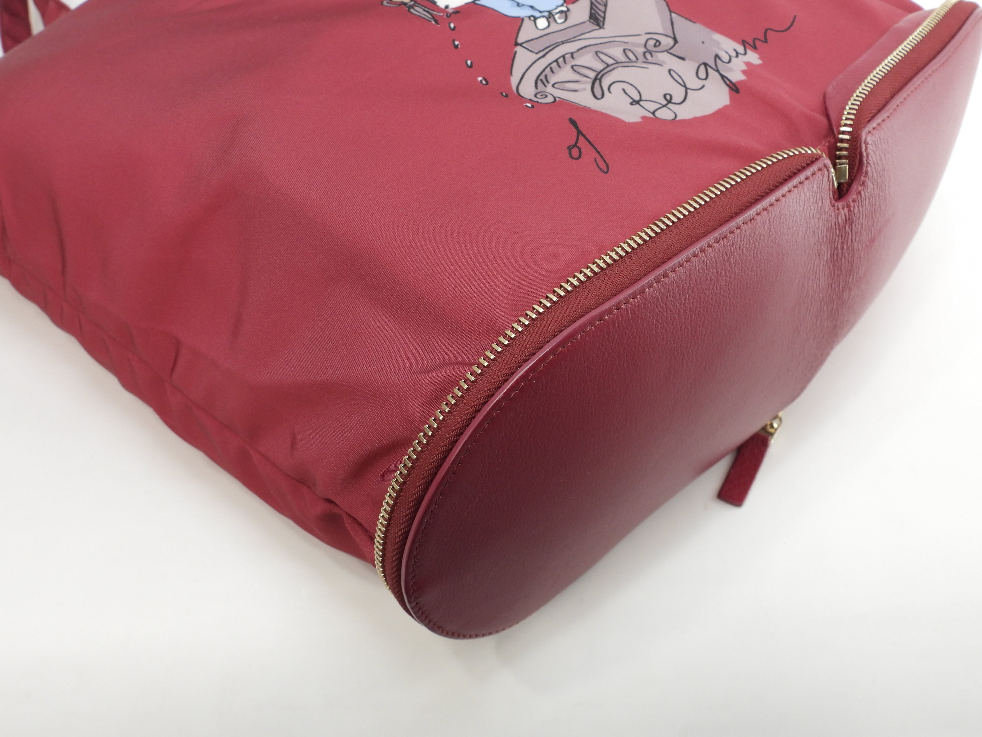 Delvaux Eco-bag Canguro Bordeaux Borsa a mano pieghevole Tote Bag@E03C