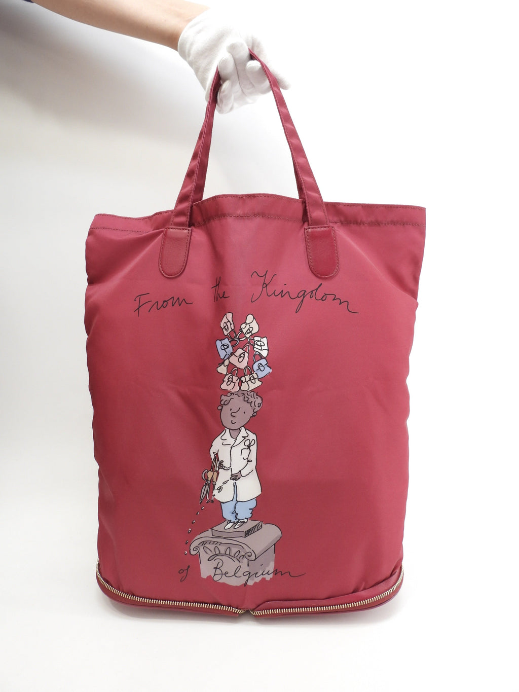 Delvaux Eco-bag Canguro Bordeaux Borsa a mano pieghevole Tote Bag@E03C
