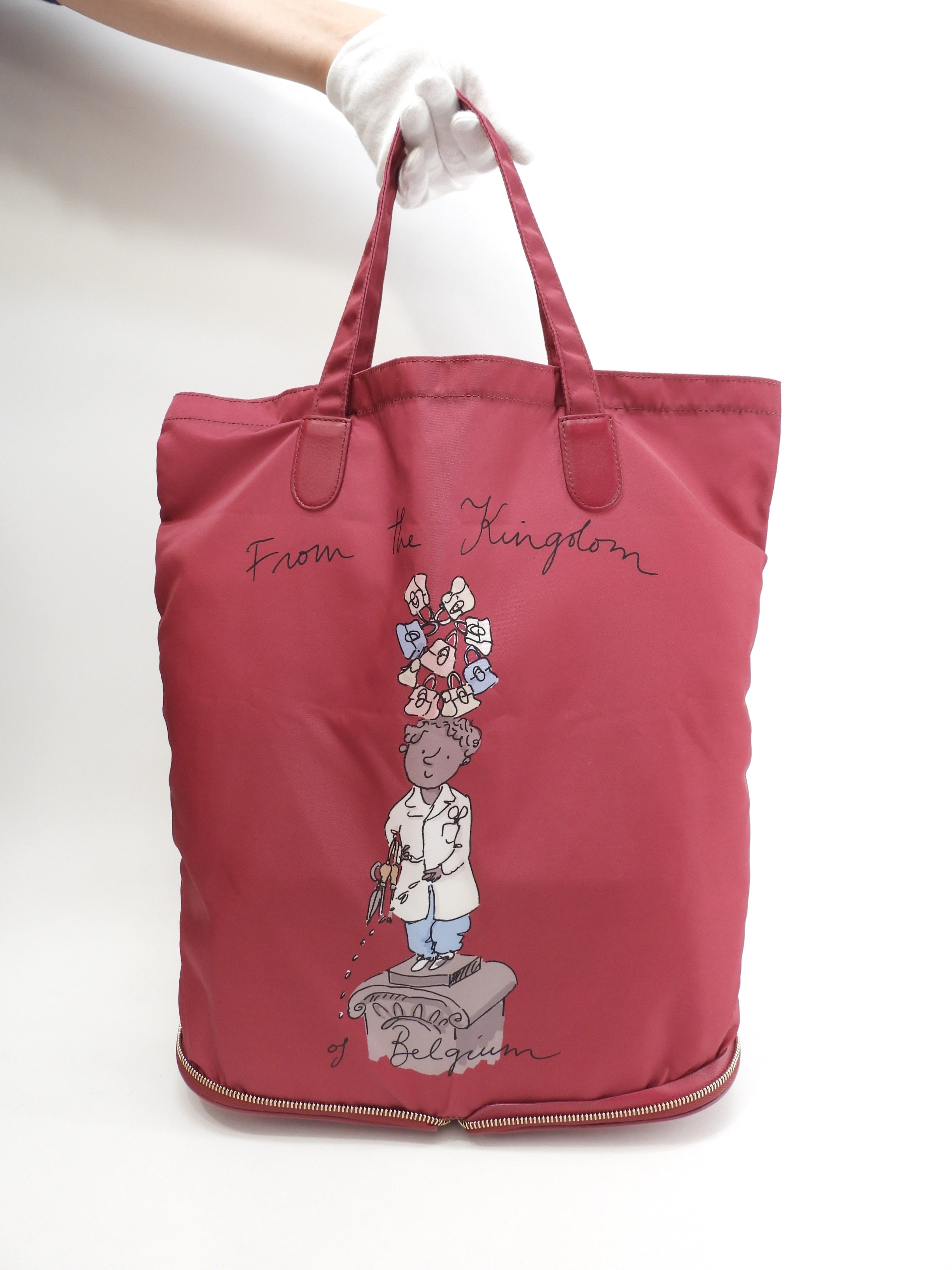 Delvaux Eco-bag Canguro Bordeaux Borsa a mano pieghevole Tote Bag@E03C