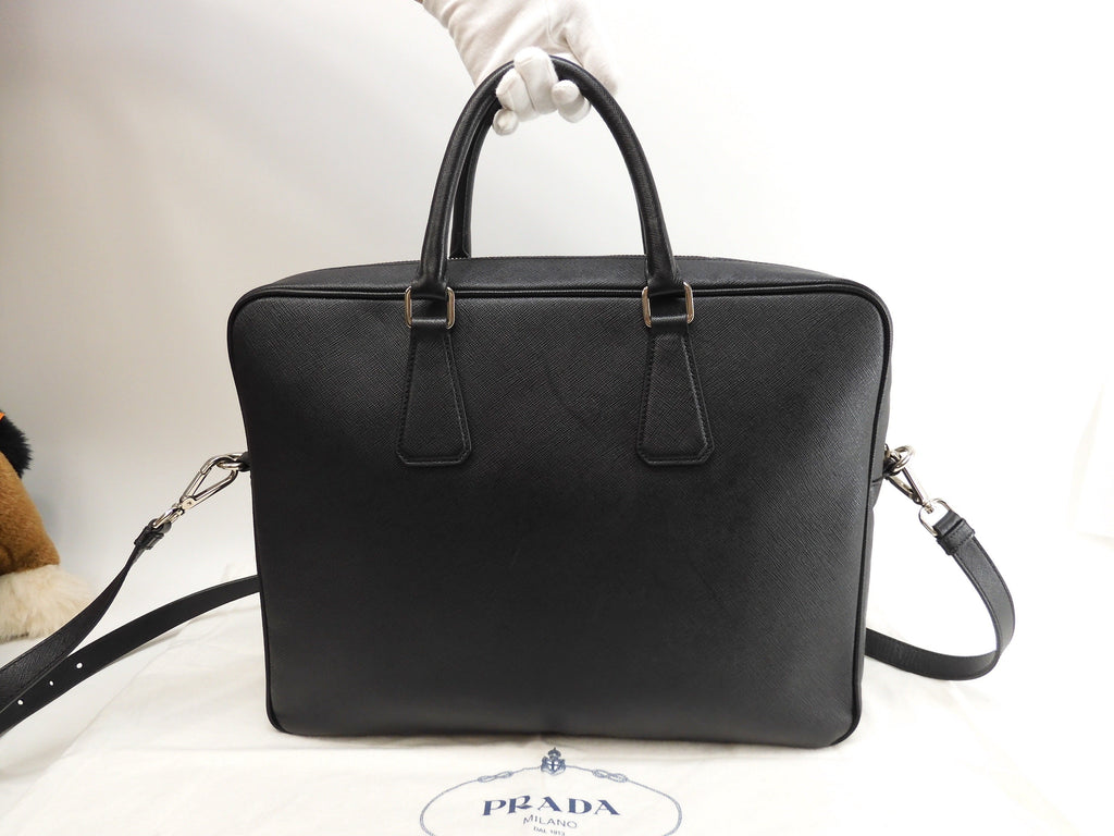 Valigetta Prada con astuccio staccabile in pelle Saffiano nera, portadocumenti@164