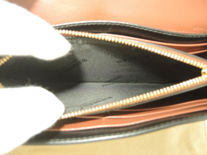 BURBERRY Portafoglio lungo a 2 ante Halton Flap TB in PVC pelle marrone e bianco Long Wallet Ottime condizioni@ROPELFIO71SEB