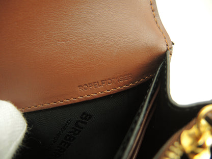 BURBERRY Portafoglio lungo a 2 ante Halton Flap TB in PVC pelle marrone e bianco Long Wallet Ottime condizioni@ROPELFIO71SEB