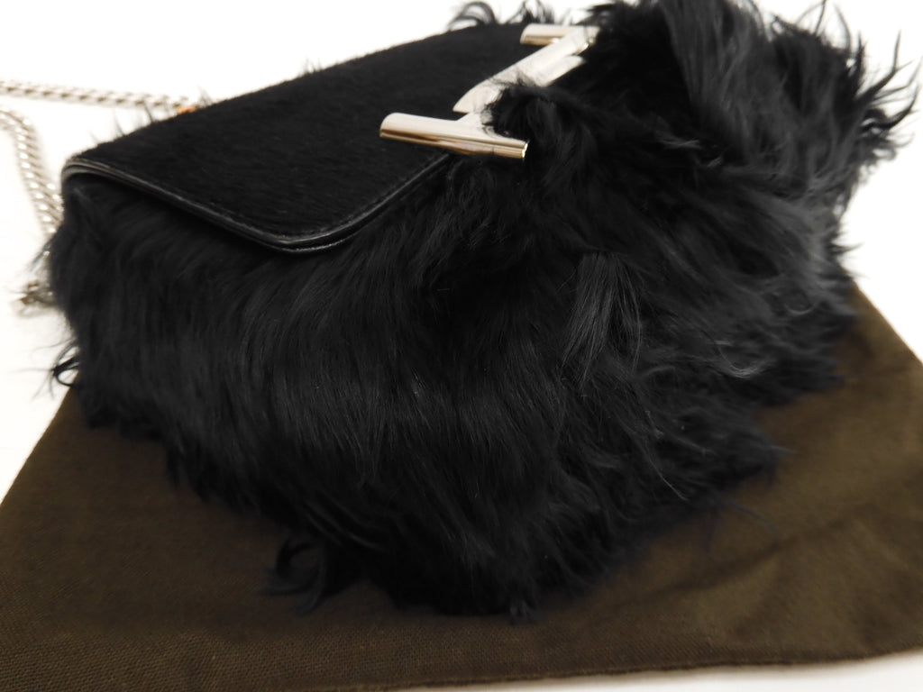 Tod's pochette Double T in pelle di alpaca nera, borsa a tracolla, mai usata @TP35