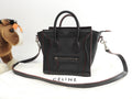 Celine Luggage Nano in pelle liscia, nero bordeaux, pochette, mini borsa a mano, ottime condizioni @W-ZP-0172