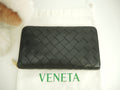 Bottega Veneta Portafoglio Lungo Interno Intrecciato Pelle Nera Metallo Dorato Cerniera Ottime Condizioni @P01382803B
