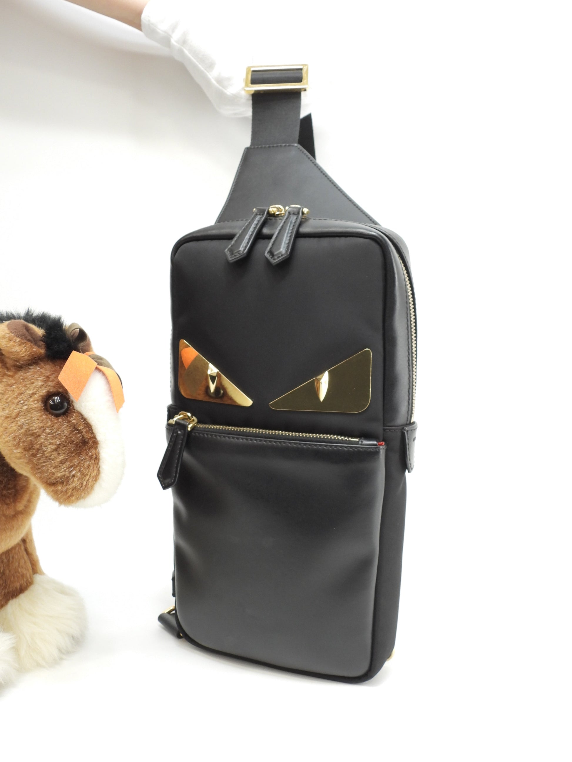 Fendi marsupio Mostro in nylon nero, belt bag, ottime condizioni @ 62